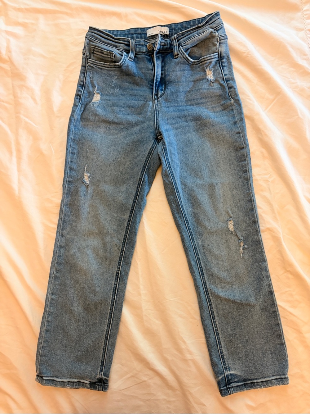 Light Blue Distressed High-Rise Cropped Women’s Jeans